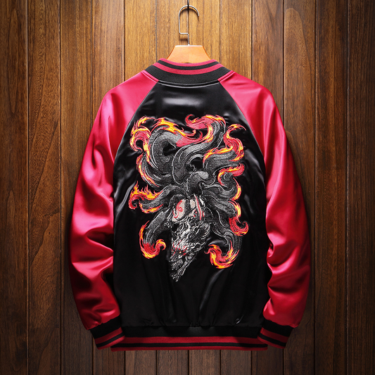Fiery Nine Tailed Kitsune Sukajan Jacket